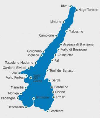 Infografiek: Kaart van Gardameer met de belangrijkste campings en dorpen