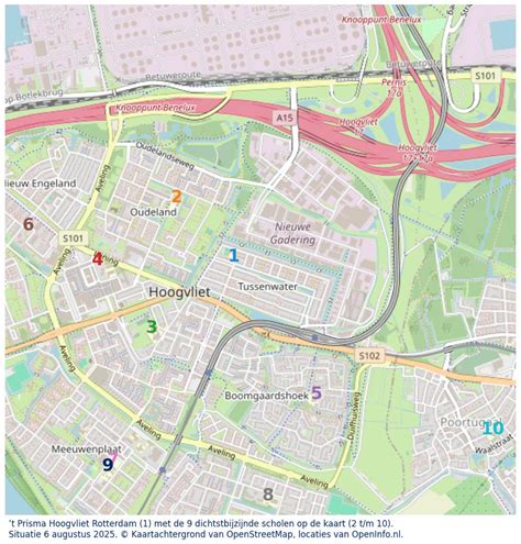 Kaart van Hoogvliet met aanduiding van gebieden waar buurtinitiatieven plaatsvinden