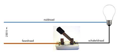 Diagram van bedrading met fasedraad, schakeldraad en nuldraad