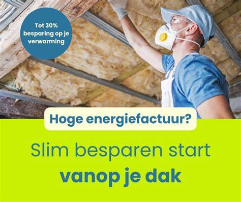 Infographic: energiebesparing door goed geïsoleerd dak en zonnepanelen