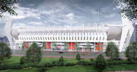 Vergelijking van het stadion voor en na de renovatie met keramische tegels