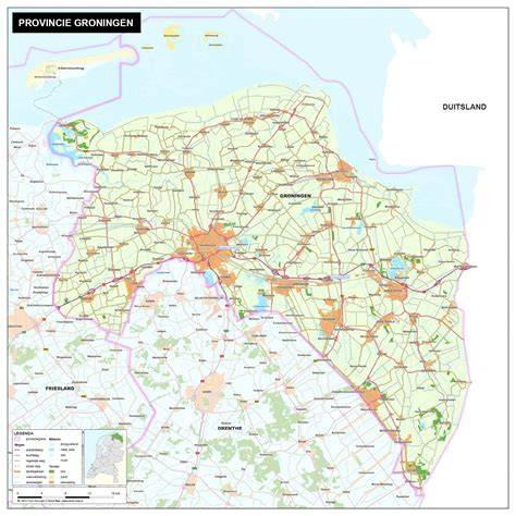 Kaart: Groningen en omgeving met plekken genoemd in de familiegeschiedenis