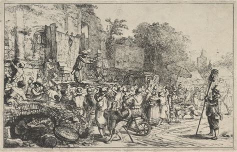 Kopergravure van Dorpskermis met twee Charlatans, mogelijk gesitueerd in Mariënhage