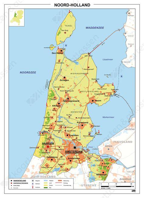 Kaart met hoogtepunten Noord-Holland onderdak