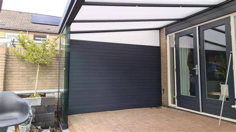 Diagram: zijwand- en rafteropties voor luifelinstallatie