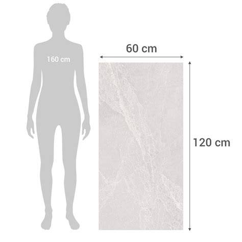 Infographic: overzicht van de tegelafmetingen 60x120 cm, 1,44 m² per verpakking, 10-15% snijverlies