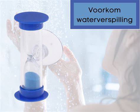 Close-up van een 5-minuten douche-zandloper met zuignap