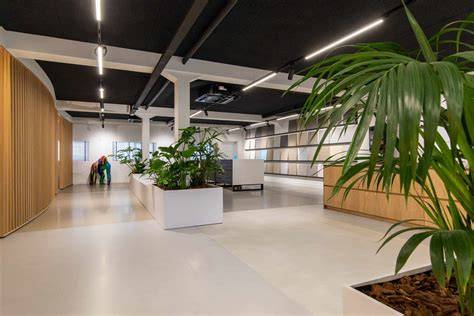 Foto van showroom Amsterdam met verschillende Motion gietvloeren