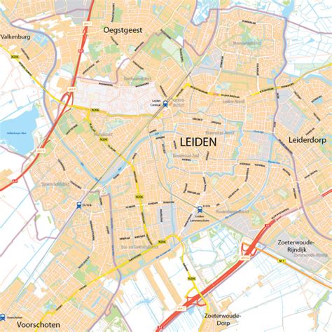 Kaart van Leiden met aanduiding van welstandsgebieden