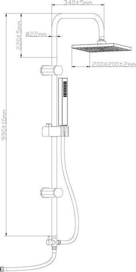 Infografiek: Overzicht van Tokyo douchesysteem componenten en afmetingen