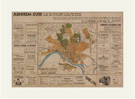 Historische plattegrond van Arnhem met Van Haren-locatie aan Jansstraat en Broerstraat