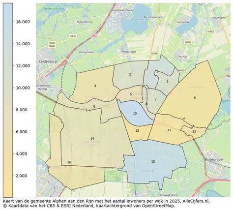 Kaart van de regio rondom Alphen aan den Rijn met marked locaties van Goedhart Bouwmarkt