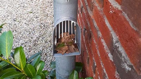 illustratie van een bladvanger in een dakgoot