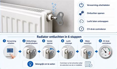 Infographic: Oorzaken van een koude radiator en stappenplan bij ontluchten en controleren