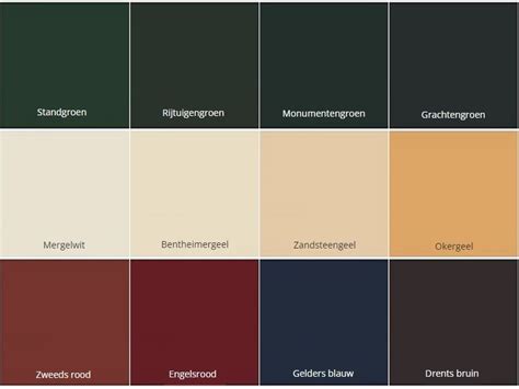 Kleurenkaart: Almond en Morning Green naast klassieke kleuren