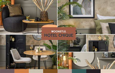 Beeld: Luxe hotel chique behang kleurenpalet met diepe tinten