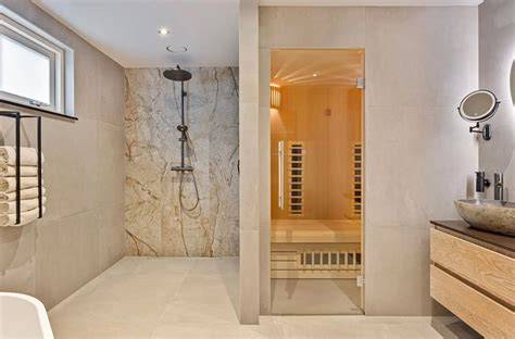 Diagram: ruimte-indeling badkamer met sauna en douche