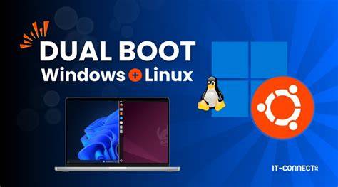 Diagram: Partitieschema bij een dual-boot Ubuntu-Windows
