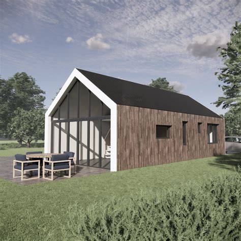 3D-visualisatie Barn House prefab schuurwoning