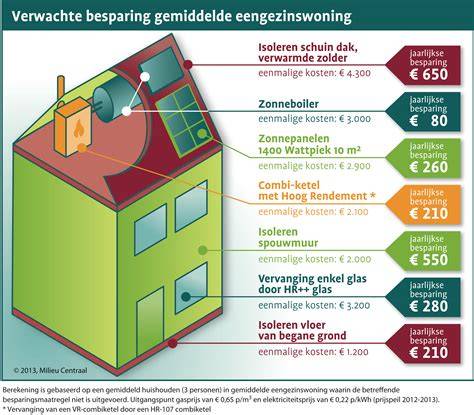 Grafiek: Verwachte besparingen per woningtype met verschillende isolatieniveaus
