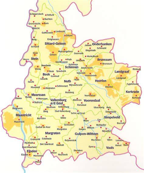 Kaart: regio Zuid-Limburg met showrooms