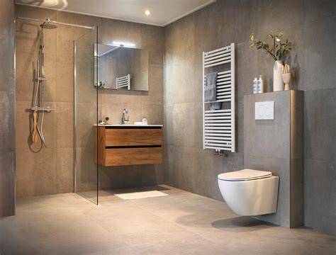 Voorbeeld badkamer met keramische parketlook