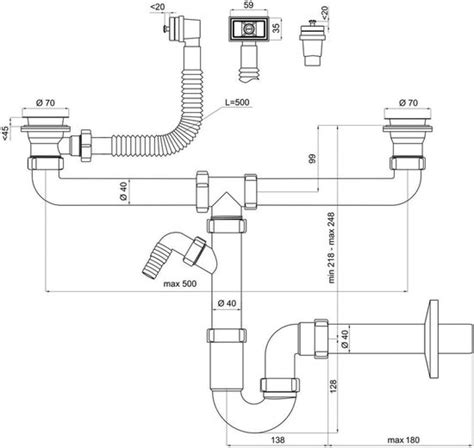 Illustratie van een vaatwasser met pijlen die de waterafvoer aangeven