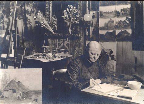 Sientje Mesdag-van Houten aan het werk in haar atelier