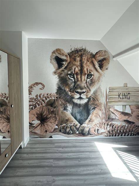 Sample afdruk van Jungle Leeuw behang in A4