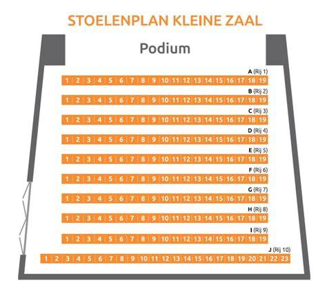 infographic: plattegrond Grote zaal (813 zitplaatsen) en Kleine zaal (232 zitplaatsen)