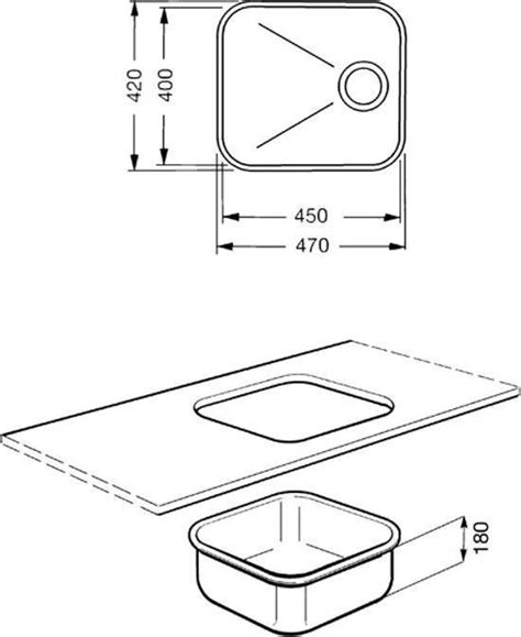 Schematische weergave van de onderbouwmontage van de Smeg UM45 spoelbak