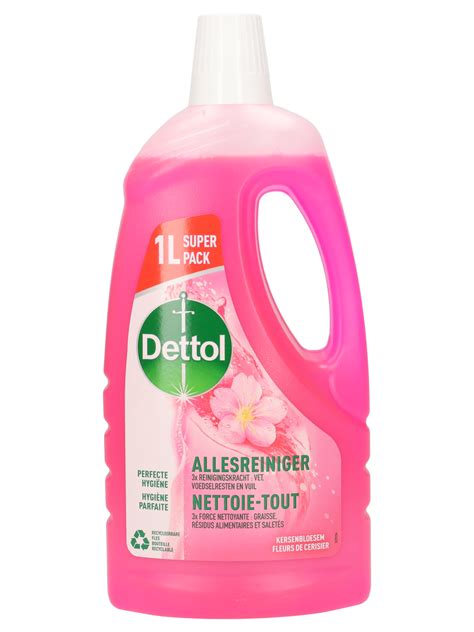 Illustratie van een fles Dettol Allesreiniger met het logo en de vermelding 