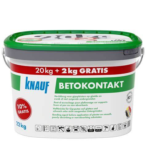 Knauf Betokontakt 20 KG roze verpakking en toepassing op beton