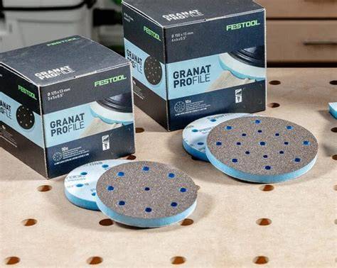 Infographic: Overzicht van Festool Granat, Rubin, Platin 2 en Granat Soft schuurmaterialen