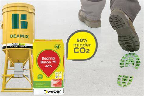 Infographic: CO2-reductie en samenstelling van Beton 75 eco