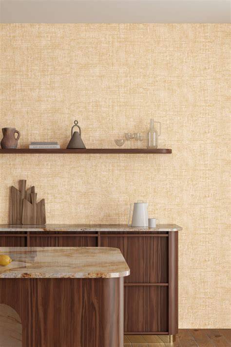 Visualisatie van een accentmuur met Arte Brushed Suede in warme zandtinten