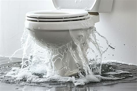Illustratie van een verstopte wc met water dat hoog staat