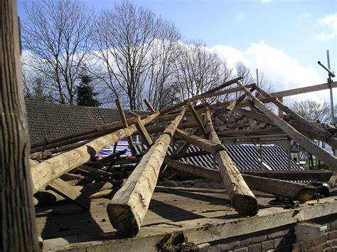 Detailfoto: oude gebinten hergebruikt in moderne opzet