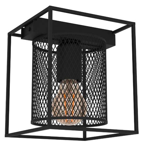 Een sfeervolle foto van de zwarte Gavi plafondlamp, die de industriële uitstraling benadrukt.