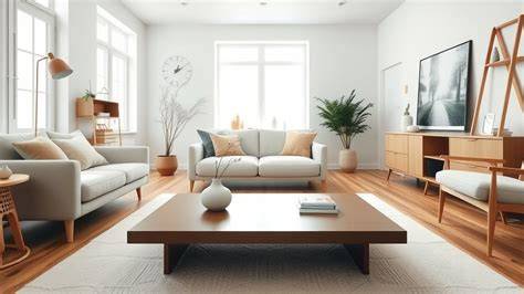 Houtkleurige vloeren en meubels in Scandinavische stijl