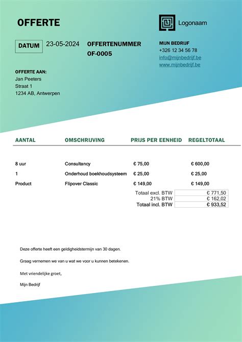 Diagram: projectstappen van offerte tot afronding