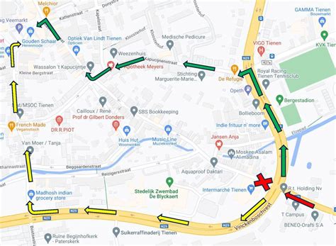 Diagram: verkeerscirculatie en parkeeroplossingen rondom de gewijzigde AH in dorpshart
