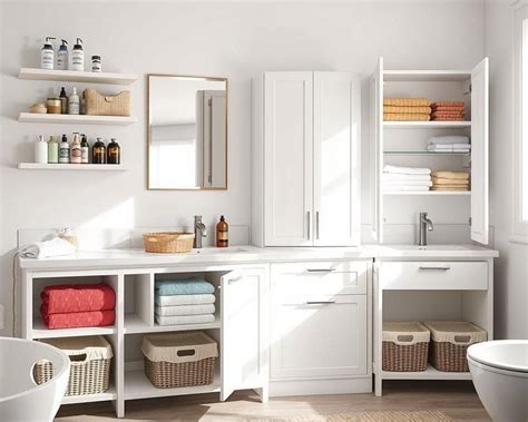 Voorbeeld van een opgeruimde badkamer met slimme opbergoplossingen van IKEA.