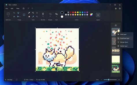 Diagram: lagen en bewerkingsopties in Paint 11