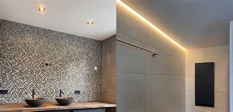 Overzicht van een modern verlaagd plafond met geïntegreerde verlichting in een nieuwbouwwoning