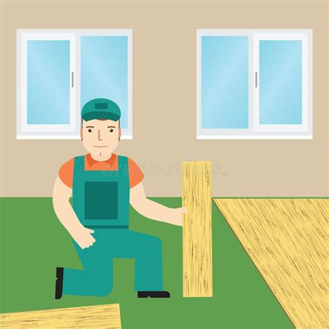 Illustratie van een vakman die laminaat legt