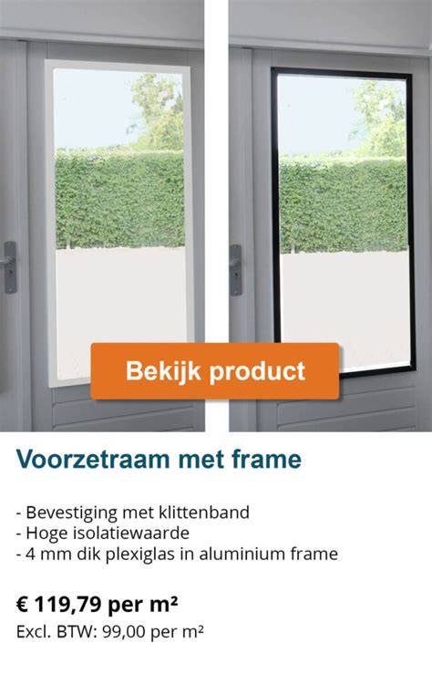 Illustratie: voorzetraam met plexiglas en draairaam
