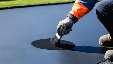 illustratie van het aanbrengen van reparatiepasta op bitumen dakbedekking