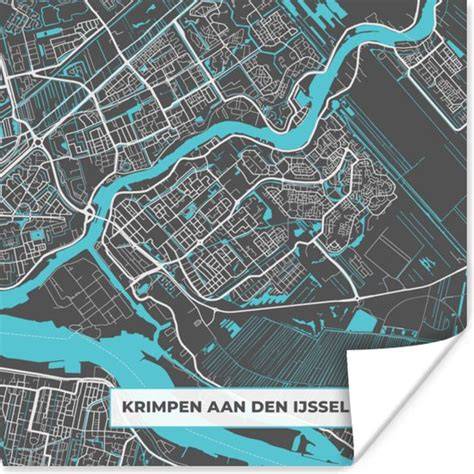 Kaart van Krimpen aan den IJssel met vestigingsgebieden van Schildersbedrijf Jan van Wijnen