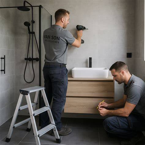 Afbeelding: overzicht van badkamer renovatie stappen en betrokken vakmensen